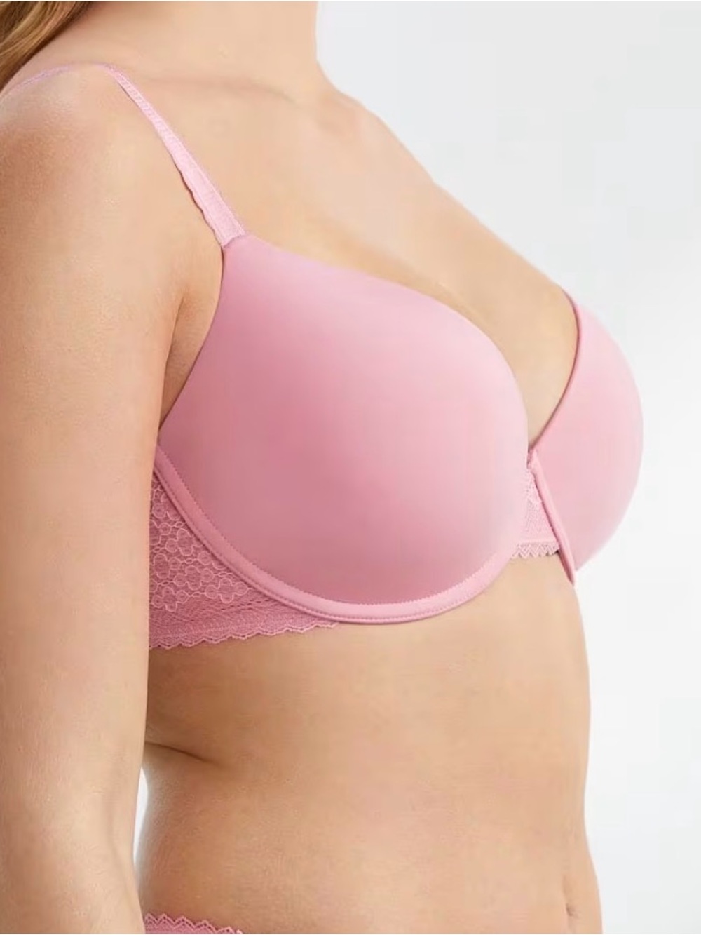 Bare Necessities Pink Wire-Free Smoothing Bra in Geo Lace T-Shirt Bra NWT 36C